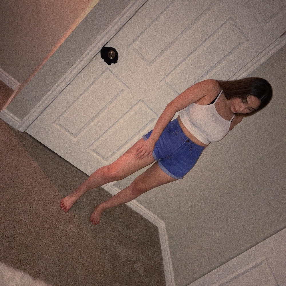 Blue washed jean shorts